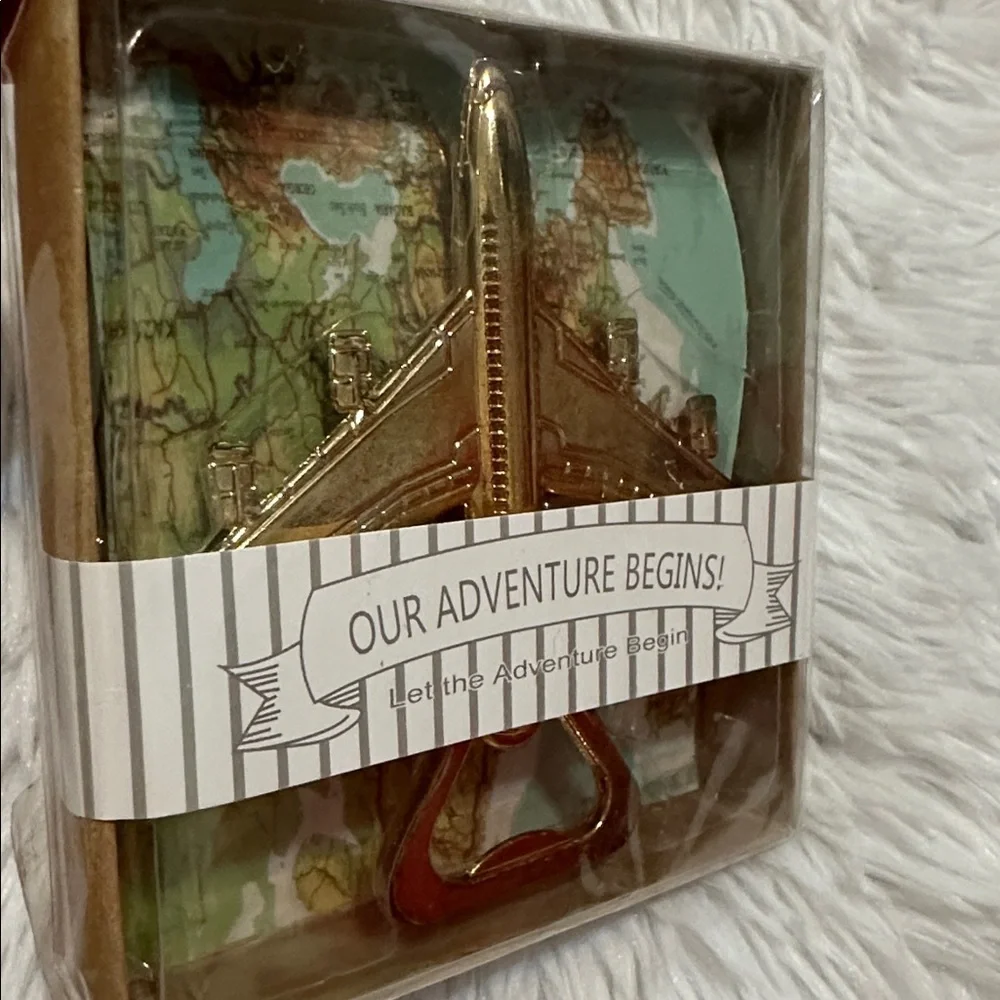 Bottle‎ Opener Gold Tone Wedding Gift Wanderlust Airplane Our Adventure Begins